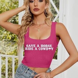Save a Horse Ride A Cowboy pink tank top